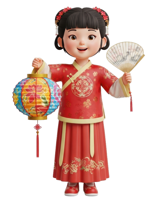 3D中国风女孩儿童