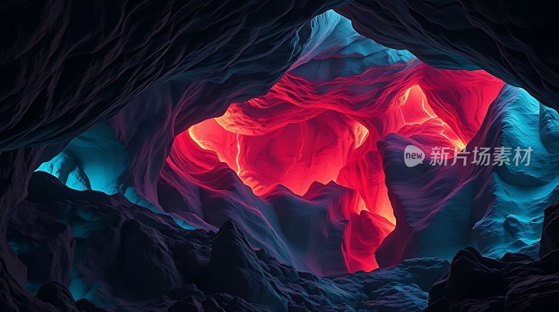 神秘洞穴中的红色光芒