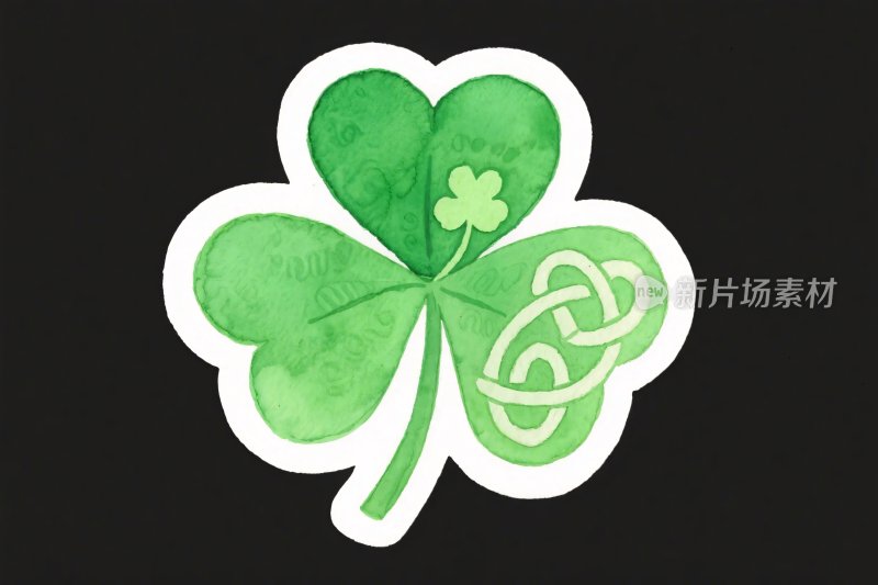 绿色三叶草凯尔特结插画