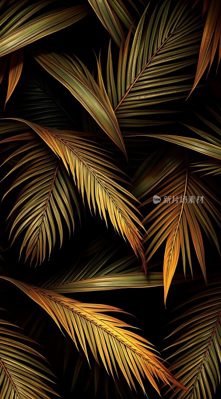 金色棕榈叶的华丽展示