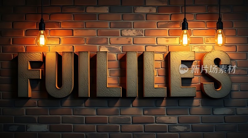 砖墙上的发光艺术字“FULILES”