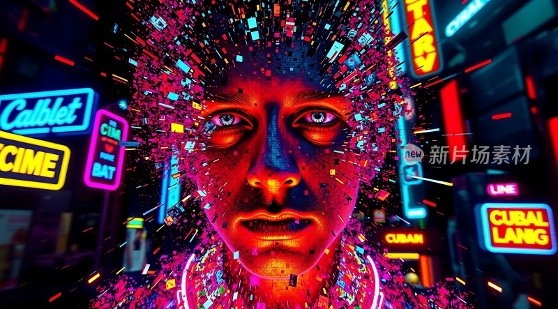 霓虹都市数字碎片中的未来世界