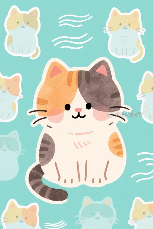 可爱猫咪插画图案