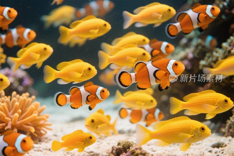 海洋珊瑚与鱼群