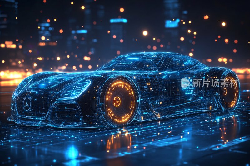 炫酷科技感数字跑车插画