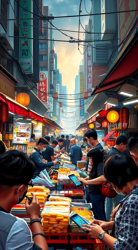 繁华街市热闹非凡