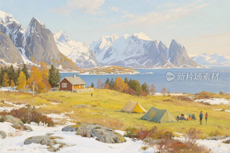 自然风景油画插画