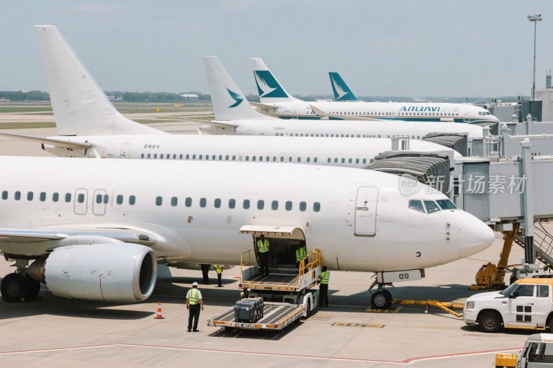 机场停机坪飞机作业场景