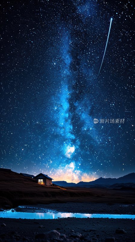 流星划过星空湖畔璀璨星河夜空背景壁纸