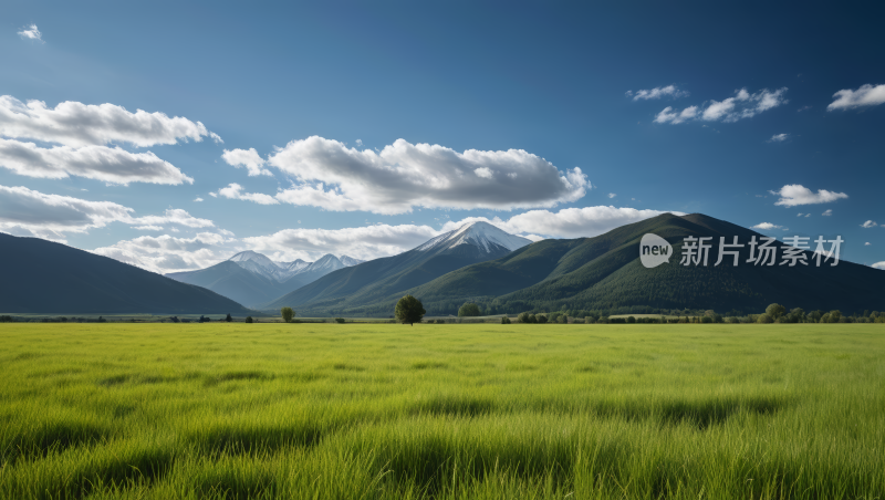 一片草地高山高清图片