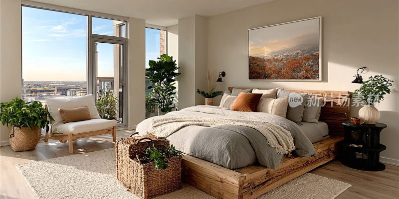 温馨现代风格卧室室内场景