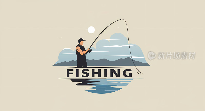 钓鱼标志插画