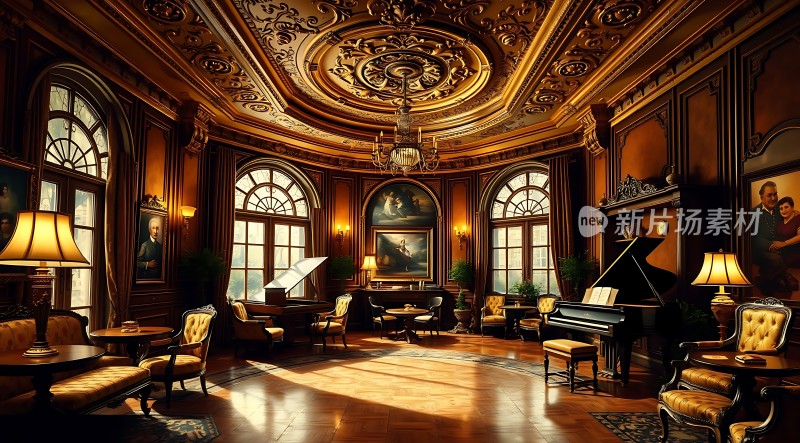 金色大厅里的优雅钢琴演奏