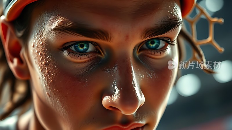 汗水与决心运动员专注的眼神