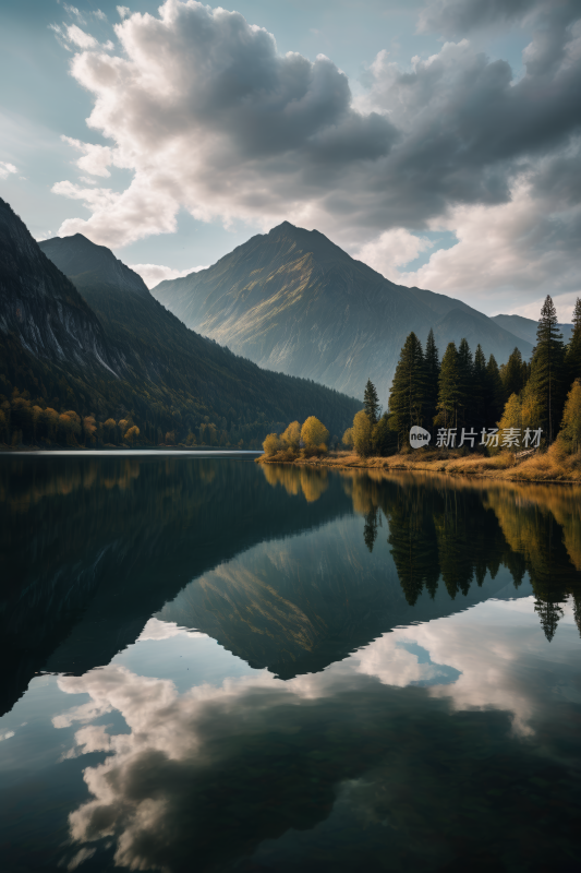 山倒映在湖的静水中高清风景图片