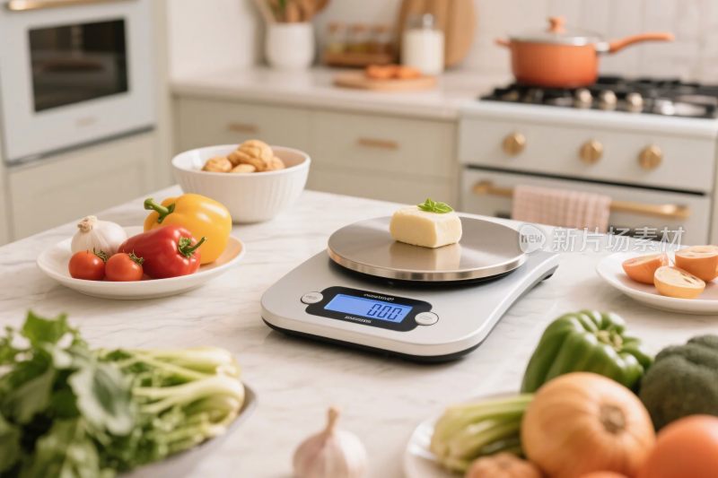 厨房电子秤与食材