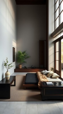 现代简约卧室自然光线充足家具简洁大方