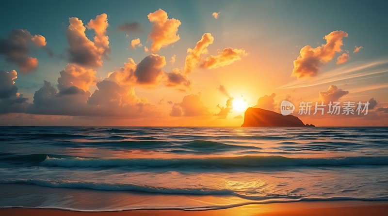 日落时分的海洋与天空