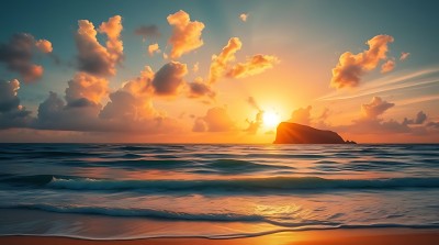 日落时分的海洋与天空 日落时分的海洋与天空