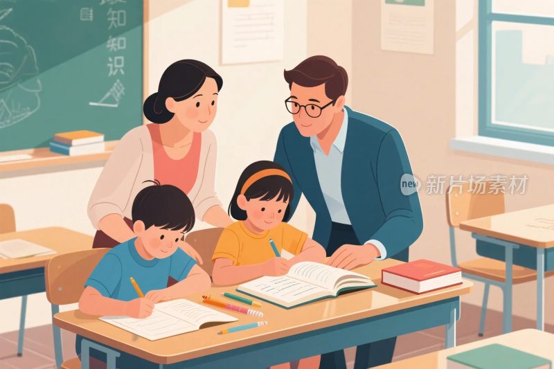 校园课堂师生互动学习场景