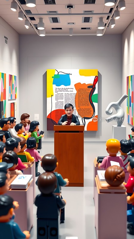 艺术讲座现场观众专注聆听演讲者分享