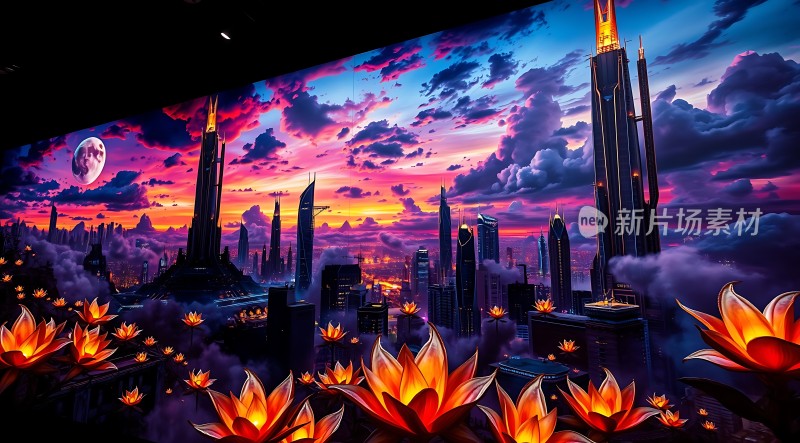 未来之城梦幻夜空