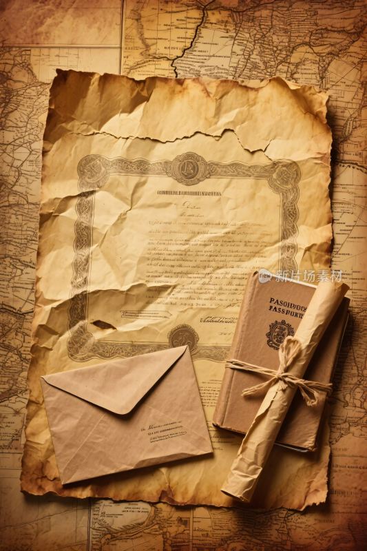 复古文书与地图插画