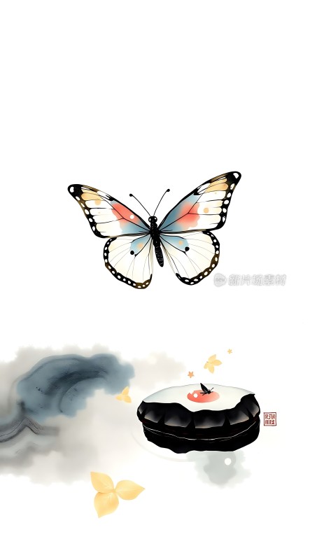 蝶舞花间云雾缭绕