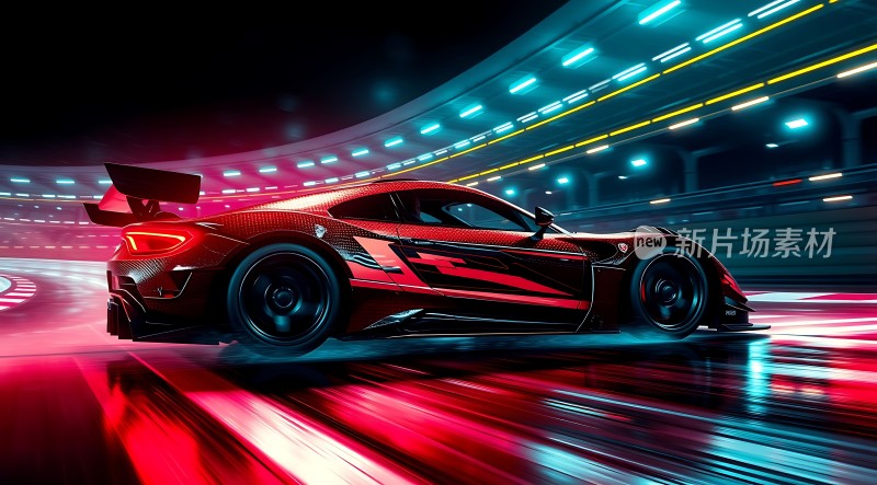 红色赛车在赛道上疾驰