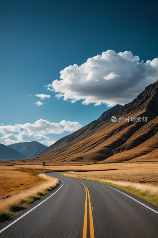 一条长长的路穿过一片开阔的田野风景图片