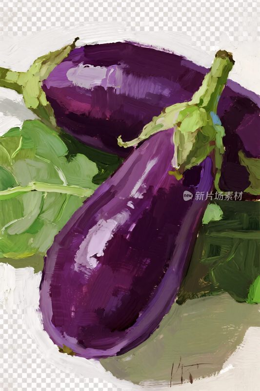插画风格的紫色茄子