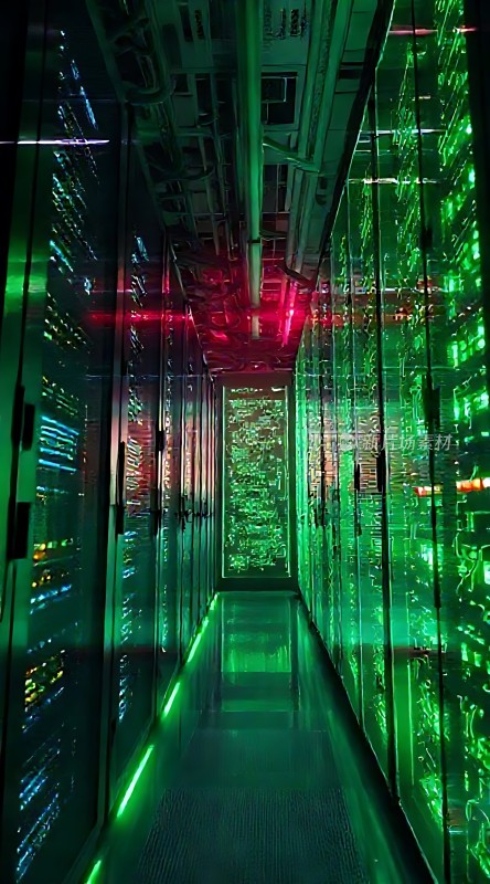 绿色数据中心走廊科技感十足
