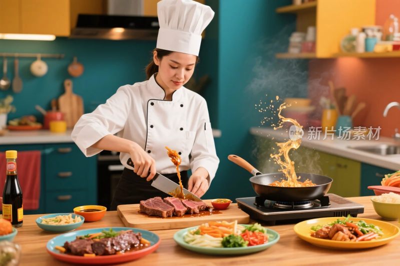 厨师烹饪美食场景