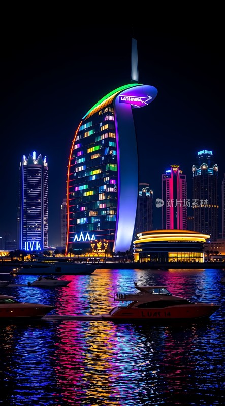 璀璨夜景下的现代建筑群