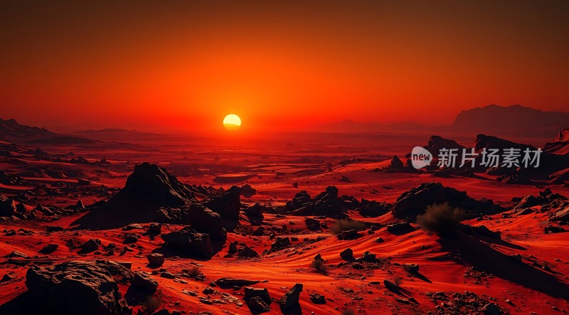 红色星球日落奇景