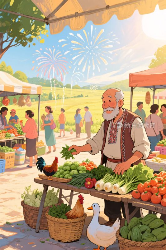 集市蔬果售卖场景