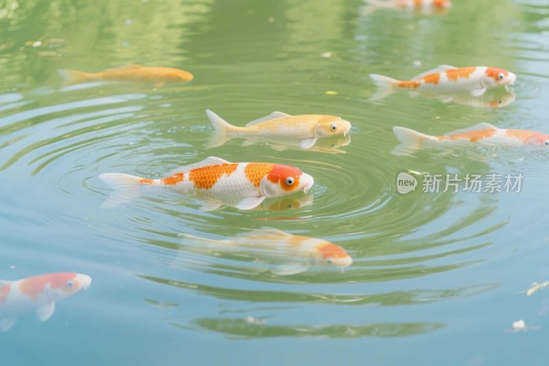 金鱼游动的水面摄影图