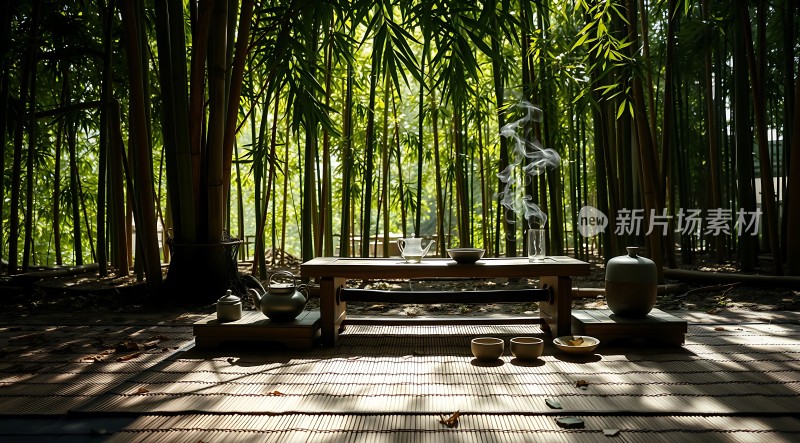 竹影斑驳下的茶道雅集