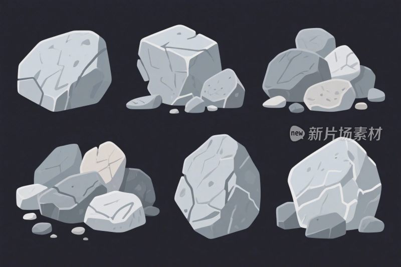 卡通石头插画集合