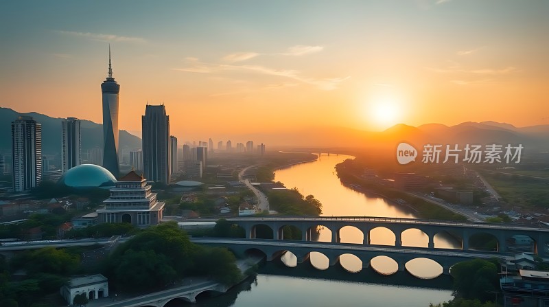 城市日出现代与历史交融