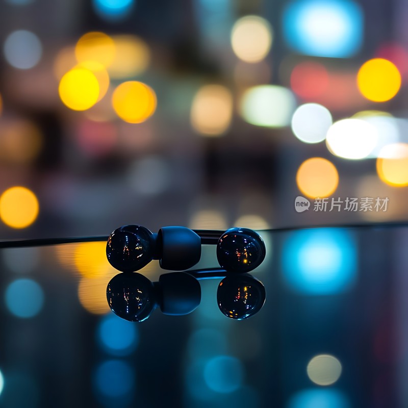 夜幕下的耳机静候