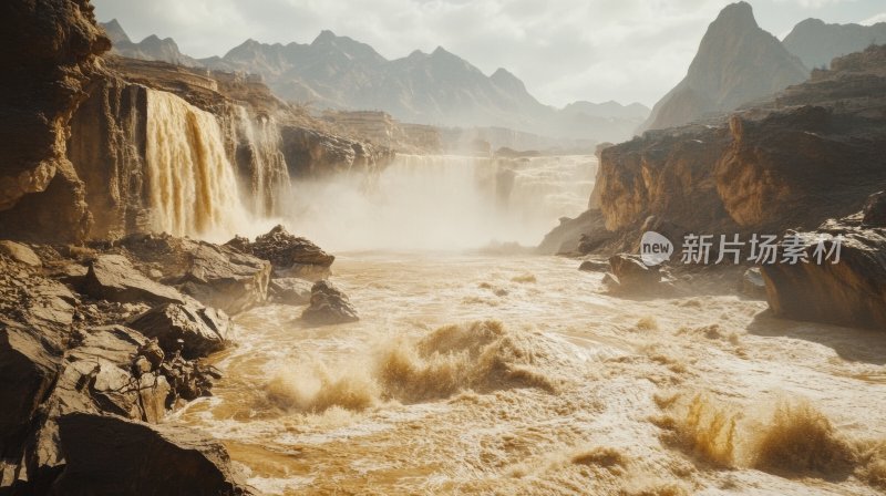 黄河水河流河水波涛汹涌母亲河