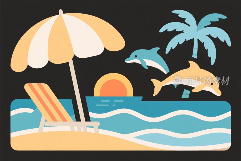 夏日海滩度假插画