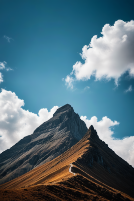 一座山上面一条路高清风景图片