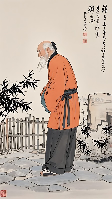 **竹影下的沉思**