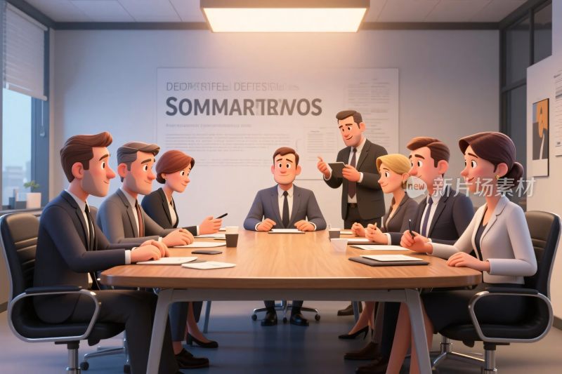 会议室商务会议插画