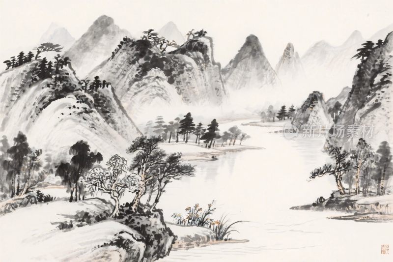 水墨山水国画