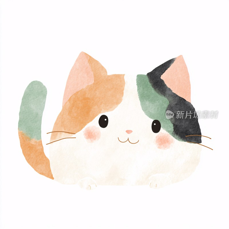 可爱三色猫咪插画