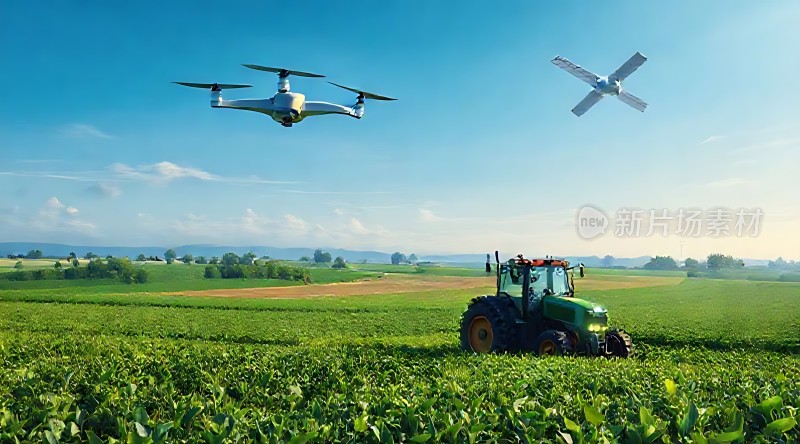 科技助力农业无人机与拖拉机协同作业