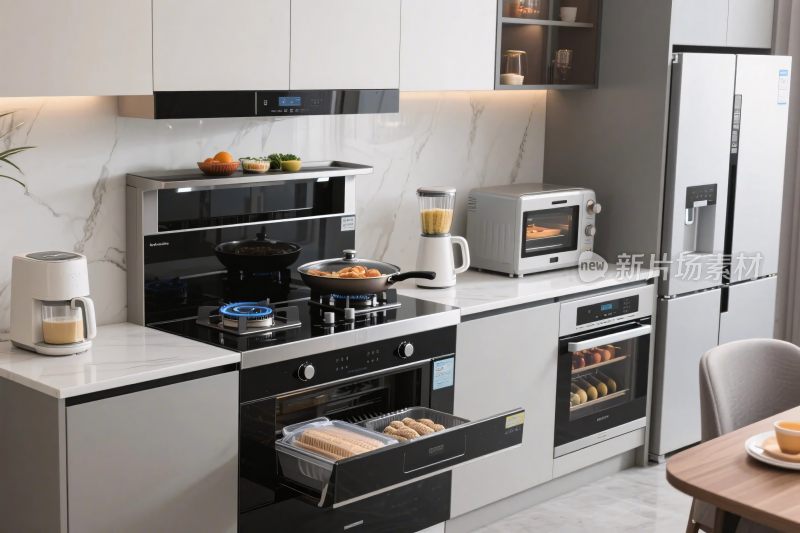 现代厨房场景插画